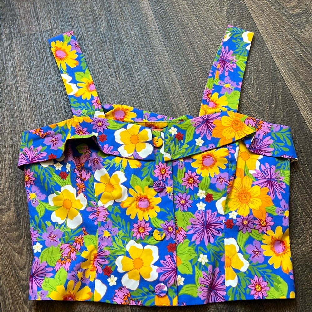 LHD MULTICOLOR FLORAL BUTTON UP TANK